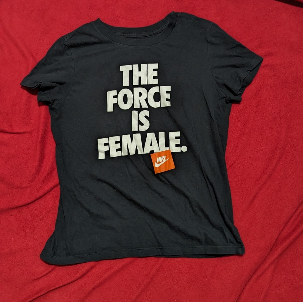 Women's Nike The Force Is Female Tshirt Shirt Top SS Black S Small EUC